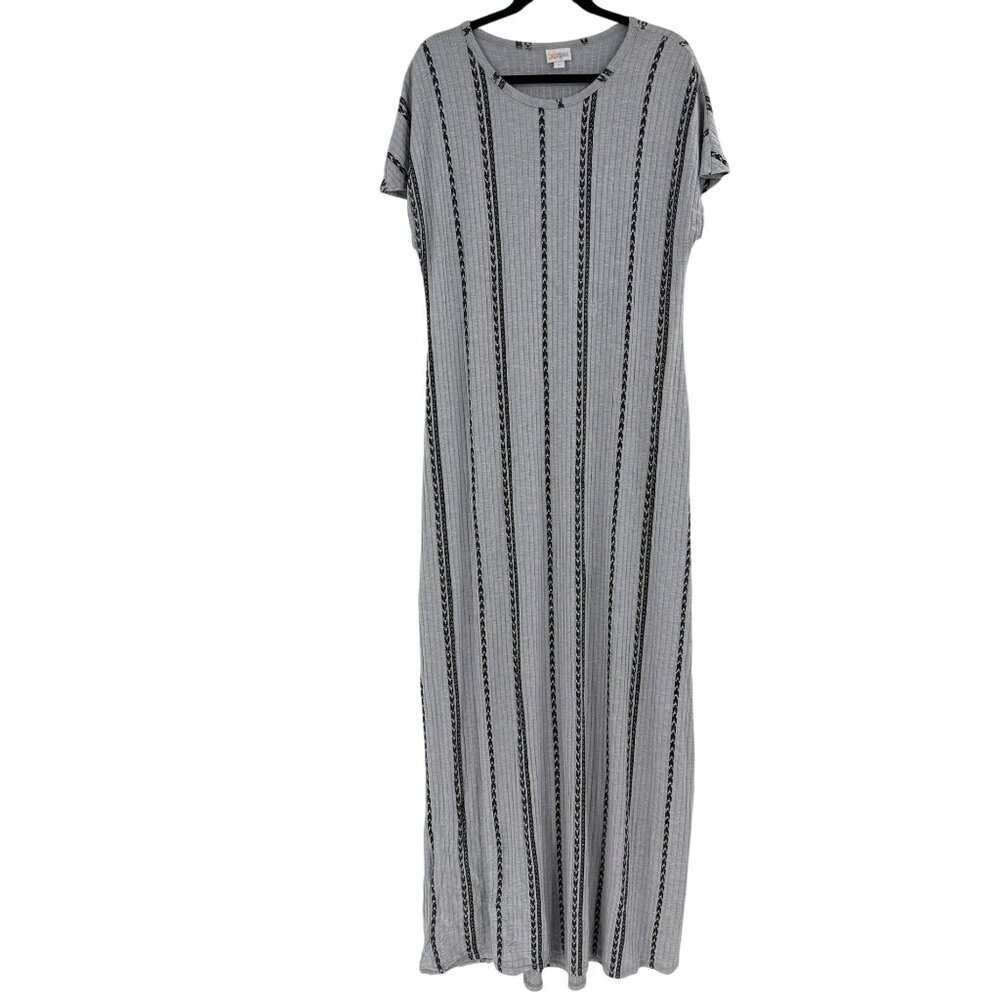 Lularoe XL Gray & Black Striped Maxi Dress